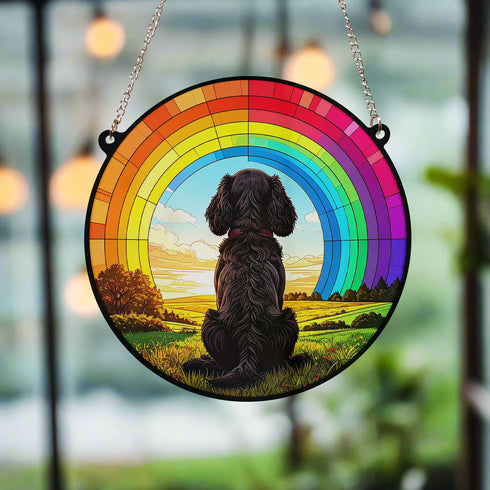 Cocker Spaniel Black Rainbow Bridge Stained Glass Effect Suncatcher